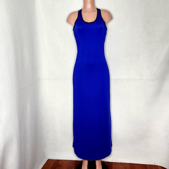 Fabletics Royal Blue Mosa Maxi Dress Mesh Racerback All Way Stretch - Picture 2 of 8